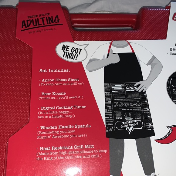 NIB Bespoke Adulting Grilling Set 101 grill mitt,timer spatula BBQ Apron new/box - Picture 5 of 7